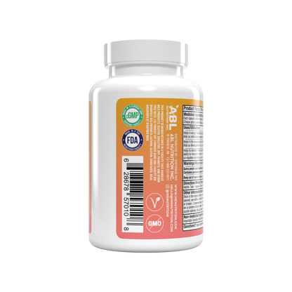 A white plastic bottle of ine+ nutrition Pure Magnesium Bisglycinate capsules, featuring a vibrant orange and pink label with white text, set against a solid white background.