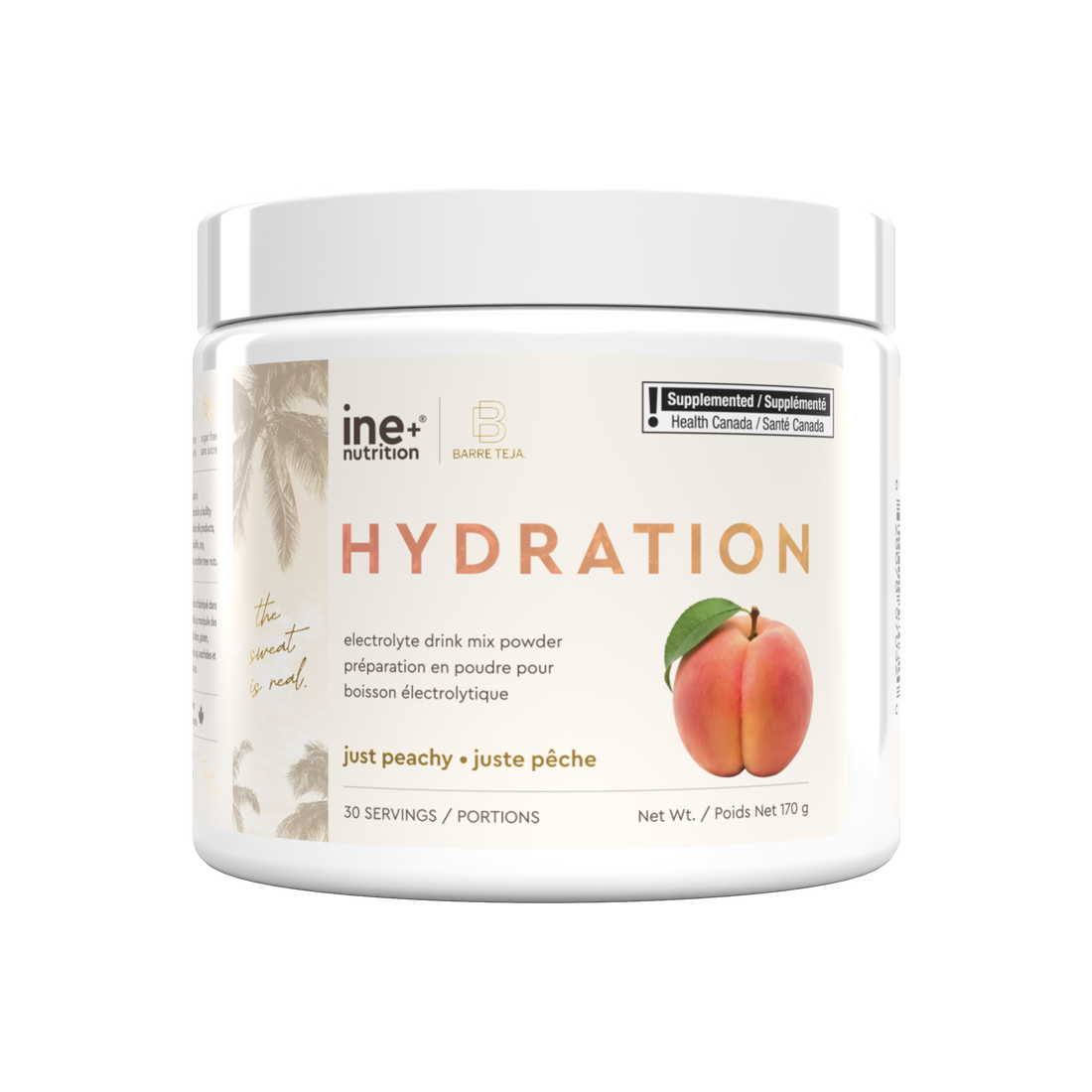 Barre Teja collaboration peach hydration powder