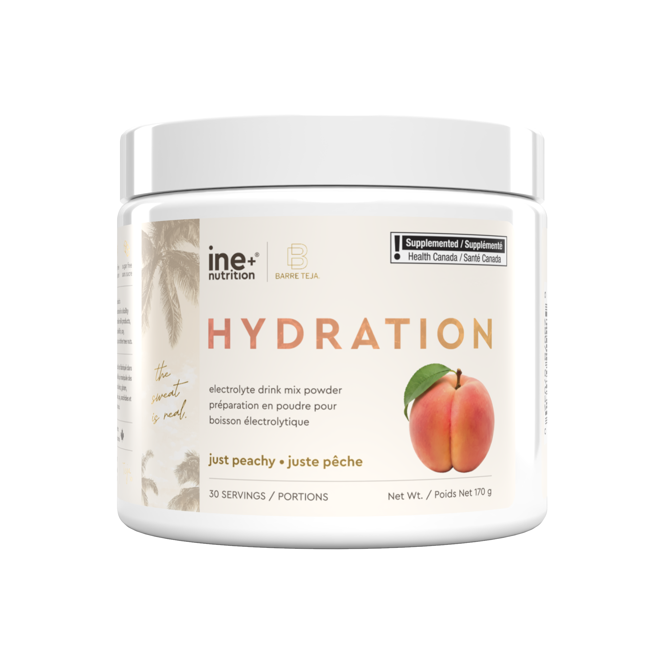 Barre Teja collaboration peach hydration powder