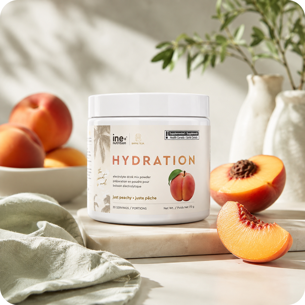 Just Peachy Hydration by ine+ nutrition × Barre Teja